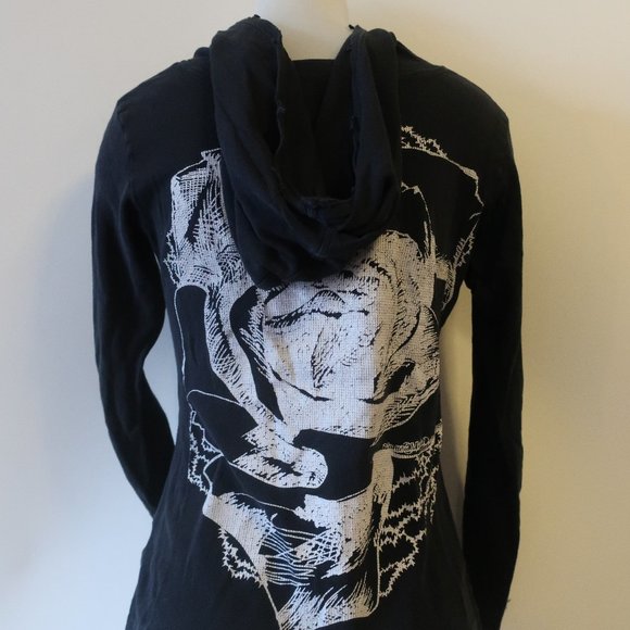 LAUREN MOSHI BLACK GRAPHIC ZIP UP SWEATSHIRT SZ L* - Picture 10 of 12
